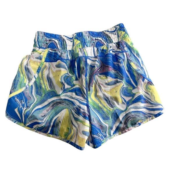 Avia Running Shorts Sz Small 4-6 Biker Short Liner Blue Swirls Zippered Pocket - Picture 7 of 8